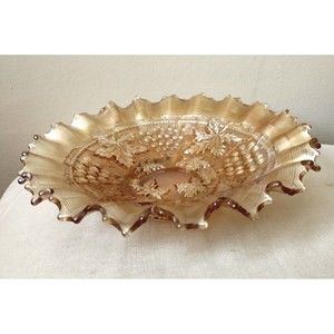 VTG Carnival Glass Dish Northwood Grape Cable Marigold Color Irisdescent
